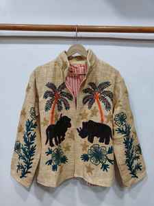 Chaqueta de algodón bordada Suzani del fabricante, ropa exterior étnica colorida, chaqueta étnica de algodón para fiestas, chaqueta bomber Suzani. - Product Image 6