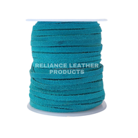 Rouleau de cordon en cuir suédé plat turquoise de 3 mm pour la fabrication de bracelets et la création de bijoux