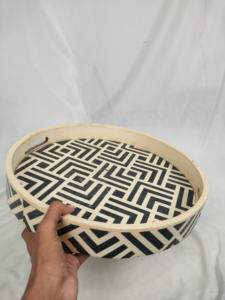 ถาดเสิร์ฟไม้สี่เหลี่ยมลายดอกไม้สไตล์โมเดิร์นประดับลายกระดูกงู สำหรับของขวัญขนมหวานคริสต์มาส ของตกแต่งบ้าน ลดราคาจากโรงงาน - Product Image 4