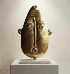 Sculpture de visage en aluminium moulé avec sculptures antiques dorées personnalisées pour la décoration intérieure, objet décoratif abstrait pour bar - Product Image 2