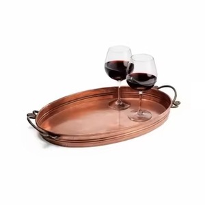 Modern <b>Copper</b> Serving Tray Elegant Serving Platter for Food Drinks Tea Coffee Snacks in Dining <b>Table</b> Home Kitchen - Product Image 1