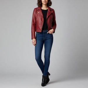 Veste en cuir pour femme, style moto, chaude, douce et confortable, idéale pour les saisons froides et le style de vie. - Product Image 4