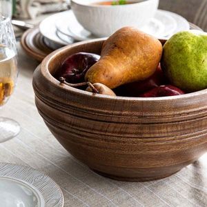 Cuenco de Madera Pulida de Lujo con Acabado Natural, Diseño Wabi Sabi, Decoración Ecológica para el Hogar, para Frutas y Bocadillos, Textura Orgánica - Product Image 1