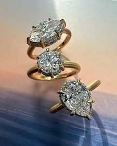 Custom Lab Grown <b>Diamond</b> Engagement <b>Rings</b> 10K 14K 18K Solid Gold Halo Satin Matte Round Marquise Pear Emerald Cut Wedding Bands - Product Image 5