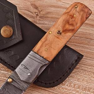 Couteau de chasse pliant EDC en acier Damas de haute qualité UA Supplies, manche en bois de rose, lame à pointe clip, épaisseur de 0,5 mm, liner. - Product Image 2