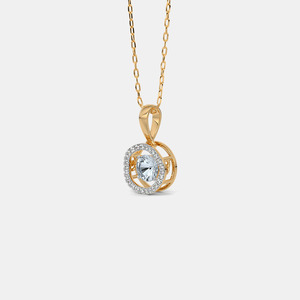 14K Yellow Gold Round Halo Lab Grown Diamond Pendant Necklace - Product Image 4
