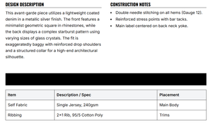 เสื้อยืดผู้ชายสีเงินเมทัลลิกประดับเพชรเทียมทรงโอเวอร์ไซส์ สไตล์สตรีทแวร์สุดหรู ประดับคริสตัล แฟชั่นเสื้อยืด - Product Image 6