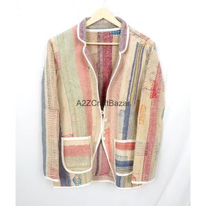 Wholesale Indian Handmade Knitted Vintage <b>Kantha</b> <b>Jacket</b> for Women Girls Spring/Winter Ready 100% Cotton Reversible Eco-Friendly - Product Image 5