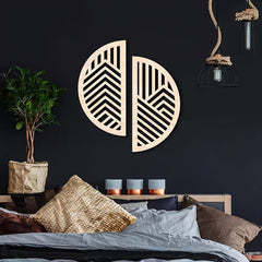 Panneau mural en bois géométrique moderne, décoration murale en bois artisanale pour salon, chambre et décoration intérieure - Product Image 1
