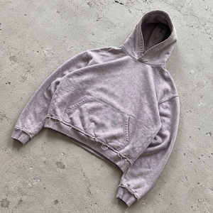 Sweat à capuche vintage délavé à l'acide, 450 GSM, molleton épais, style Y2K streetwear, coupe oversize pour marques (Marque privée) - Product Image 5