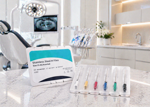 Fiches H en acier inoxydable, instruments endodontiques manuels pour canaux radiculaires, Classe I, certifiés ISO CE, radiopactes, avec embout en silicone pour radiographie - Product Image 2