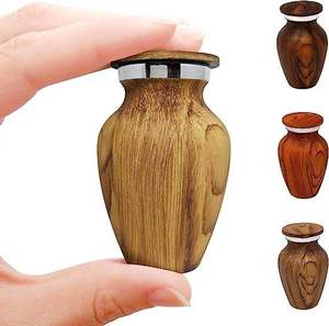 Wood Grain <b>Keepsake</b> Cremation Urn Mini <b>Ashes</b> Vessel Metal Memorial Urn for Adult and <b>Pet</b> - Product Image 4