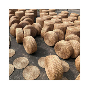 Thick Water Hyacinth Floor <b>Cushion</b> Handwoven Straw Pouf Ottoman Seat For Nursery Playroom Dorm Low Chair Rest - Product Image 1