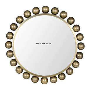 Espejo Decorativo de Pared Redondo con Marco de Diseño, Espejo de Pared Redondo con Marco de Metal de Alta Calidad, Chapado en Oro, de Lujo, Estilo Antiguo - Product Image 4