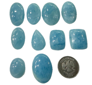 Cabujón de Aguamarina Azul Natural, Piedra Preciosa Suelta, Pulida y Lisa, para Diseño de Joyería, Cristal de Reiki para Sanación - Product Image 1