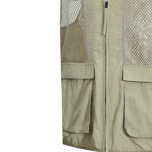 Gilet d'été décontracté pour homme, à fermeture éclair, séchage rapide, en toile tissée anti-boulochage, multi-poches, pour la pêche et la photographie - Product Image 4