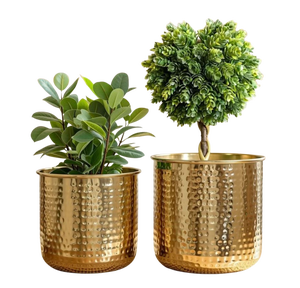 Modern Hammered Gold Metal Flower <b>Pots</b> with Short Stand Decorative Plant <b>Pot</b> Holder Indoor Tabletop <b>Succulent</b> Planter - Product Image 5
