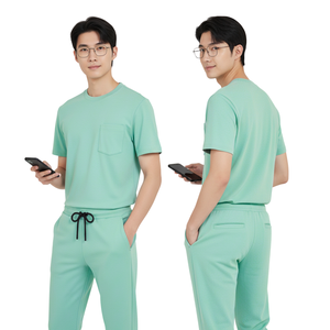 Conjunto de Uniforme Médico Profesional Unisex con Blusa de Manga Corta y Pantalones Jogger con Bolsillos Funcionales, Cómodo para Hospital - Product Image 1