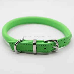 Collier de chien en cuir roulé à usage quotidien robuste avec coutures durables et collier pour chien en laiton réglable - Product Image 3