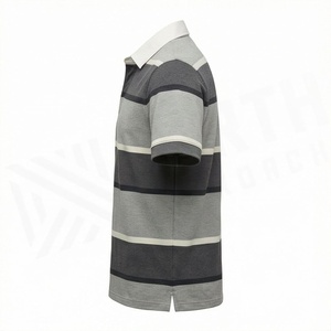 เสื้อโปโลผ้าฝ้ายลายทางสำหรับผู้ชายเสื้อยืดสีตามสั่ง - Product Image 3