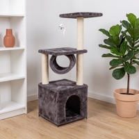 Arbre à chat en sisal écologique avec couvercle amovible en bois