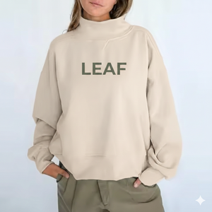 Custom Logo Women's Soft Cotton Mock Neck Streetwear Embroidered Jumper <b>Fleece</b> <b>Oversized</b> Pullover Women Mockneck Sweatshirt - Product Image 2