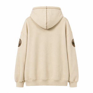 Sweat à capuche oversize en molleton doux, texture gaufrée vintage, avec lacets, pour streetwear, étiquette personnalisée OEM - Product Image 2