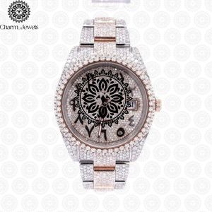 Reloj de Lujo para Hombre Charm_Jewels, Acero Inoxidable, Correa de 20 mm, Incrustaciones de Diamantes, Cierre Oculto de Botón, Movimiento Mecánico, 40 mm - Product Image 1