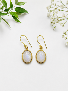 Pendientes Colgantes de Latón con Piedra Lunar Arcoíris, Joyería al por Mayor con Piedras Preciosas Naturales - Product Image 5