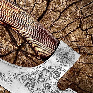Burraq Hache à pizza Tomahawk en acier au carbone, faite à la main, avec manche en bois de rose et étui en cuir, pour le camping, le bricolage, les activités de plein air, cadeau Fête des Pères - Product Image 6