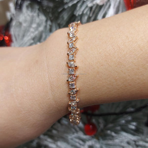 Round & Marquise Cut Lab Grown Diamond <b>Bracelet</b> in Yellow Gold, Elegant Tennis <b>Bracelet</b> for Women Luxury Bridal Anniversary Gift - Product Image 1
