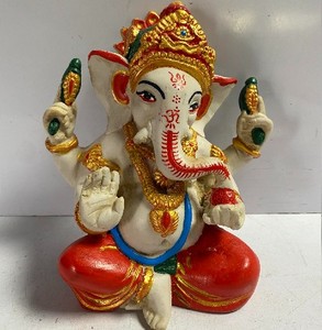 Corona mediana Ganesh estatua pintada a mano resina hecha a mano budismo estilo religioso Nepal decoración del hogar - Product Image 4