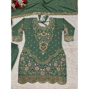 Vestidos de noche de diseñador Top de fiesta con Sharara Plazzo y Dupatta Exquisite Look - Product Image 1