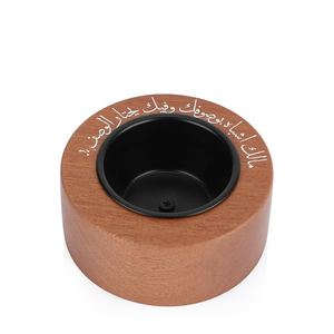 Brûleur d'encens rond en bois avec coupelle métallique, porte-encens Oud arabe, brûleur décoratif pour parfum d'intérieur, export - Product Image 4