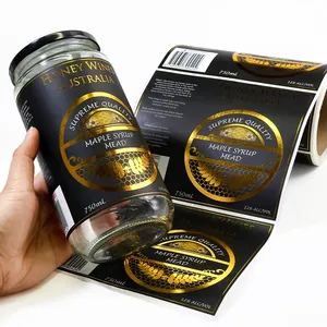 Etiquetas Adhesivas Transparentes Brillantes de BOPP con Logotipo Personalizado en Lámina Fría para Botellas de Cosméticos, Perfumes y Aceites Esenciales - Product Image 1