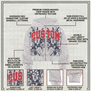 เสื้อฮู้ดดี้ผู้ชาย หนัก 450 กรัม ผ้าฝ้าย 100% เฟรนช์เทอร์รี่ พิมพ์ลายกราฟิก ประดับเพชร ซิปเต็มตัว ทรงบ็อกซี่ สไตล์อูร์เบน - Product Image 4