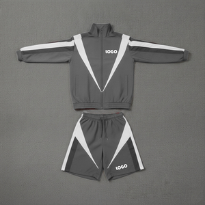 Custom Made Waterproof Zip up <b>Embroidery</b> logo Oversized Nylon Men Windbreaker Short <b>Sets</b> - Product Image 1