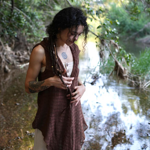 Women’s Asymmetric Hooded Vest Boho Festival Elven Gilet With Unique Layering Piece For Casual And Costume Wear - Product Image 1