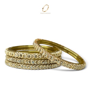 Nouveaux bracelets en verre de qualité export, zircon de qualité supérieure, plaqué or cachemiri, bijoux en perles pour mariage, prix de gros - Product Image 1