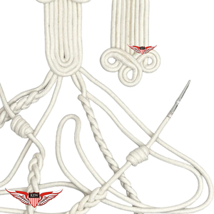 Aiguillette blanche torsadée avec cordons d'épaule et pointe argentée métallique - Product Image 5