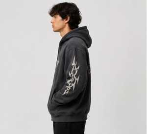 Sudadera con Capucha Oversize de Invierno, Estilo Casual, Color Liso, Tejido Terry, Streetwear Unisex de Alta Calidad, Negra con Estampado Puff - Product Image 2