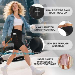 Shorts Deportivos de Yoga para Mujer, Spandex/Poliéster, Cintura Alta, Ajustados, Transpirables, de Secado Rápido, para Entrenamiento, Running, Fitness, Lavados - Product Image 5