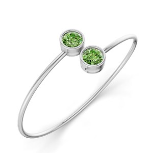 Brazalete Cleo Flexi de Oro Blanco de 14 Quilates con Diamante de Laboratorio Verde Océano (1 Ct.) Tw. Colección de Pulseras y Brazaletes para Bodas al por Mayor - Product Image 6