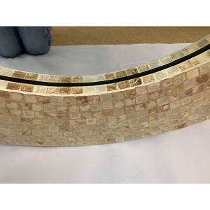 Miroir rond exquis en nacre, mosaïque de coquillages bruns naturels, cadre décoratif mural pour projets de design d'intérieur - Product Image 2