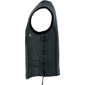 <b>Women</b> Leather Biker Vest Vintage Motorcycle Style Slim Fit Sleeveless <b>Waistcoat</b> Outerwear V Neck Zipper Casual Windproof - Product Image 2