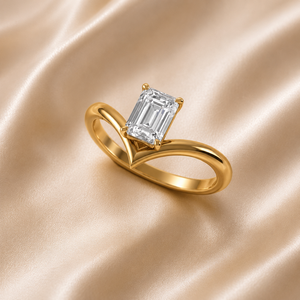 <b>Emerald</b> Cut Lab Grown Diamond <b>Ring</b> 925 <b>Silver</b> 9kt, 14kt, 18kt Gold Diamond <b>Rings</b> for Women's Engagement <b>Ring</b> - Product Image 1