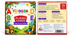 Tarjetas Educativas ABC Kidogen, 26 Piezas, Tarjetas de Aprendizaje del Alfabeto Coloridas para Niños Preescolares de 3 a 6 Años, Papel Laminado de 12x12cm - Product Image 1