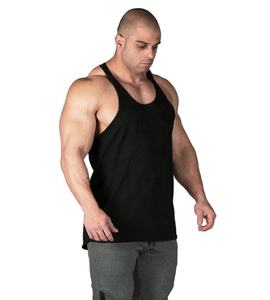 Camiseta sin mangas de punto negra para hombre, cuello redondo, color liso, ajuste casual, ropa deportiva, logotipo personalizado, algodón, para gimnasio y fitness. - Product Image 3