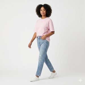 T-shirt oversize pour femme, col rond, manches courtes, coupe décontractée - Product Image 4