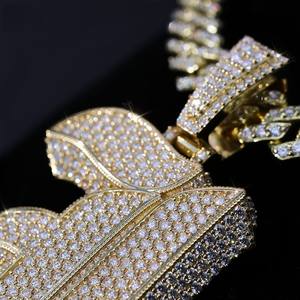 Joyería Fina Personalizada, Plata 925, Estilo Hip Hop, Letra con Incrustaciones de Diamantes, Colgante con Nombre o Inicial Personalizada, Moissanita - Product Image 2